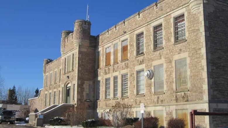 A beige, brick building.