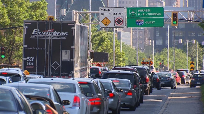 Cars are stuck in traffic.