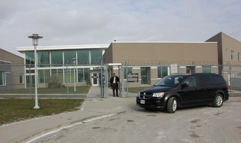 A van arrives at the Grand Valley Institution for Women in Kitchener, Ont.