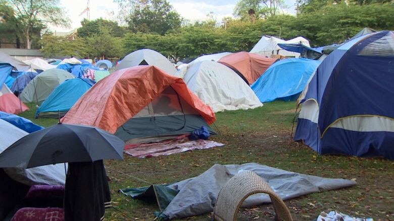 Oppenheimer Park, in Vancouver's Downtown Eastside, remains a tent city on Sept. 25, 2014, more than two months after homeless campers and their supporters said they would begin living in the park due to a lack of adequate housing.