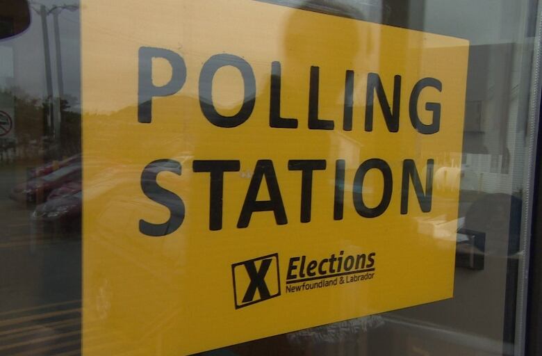 A yellow sign that reads 'Polling Station.'