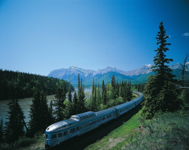 An overhead shot of a train.