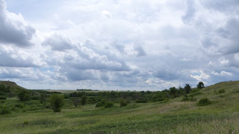 A striking cloudscape looms over green Prairie.