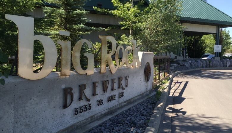 A Big Rock brewery sign is displayed outside in Calgary.