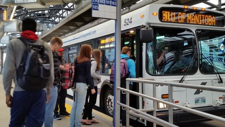 People getting on a bus.