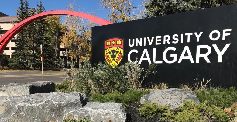 The welcome sign outside the main entrance to the University of Calgary.