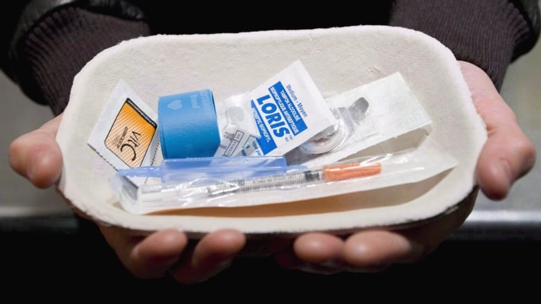 An injection kit is shown at a supervised drug injection facility in Vancouver.