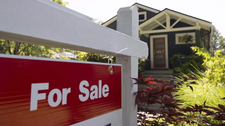 A for sale sign in front of house.