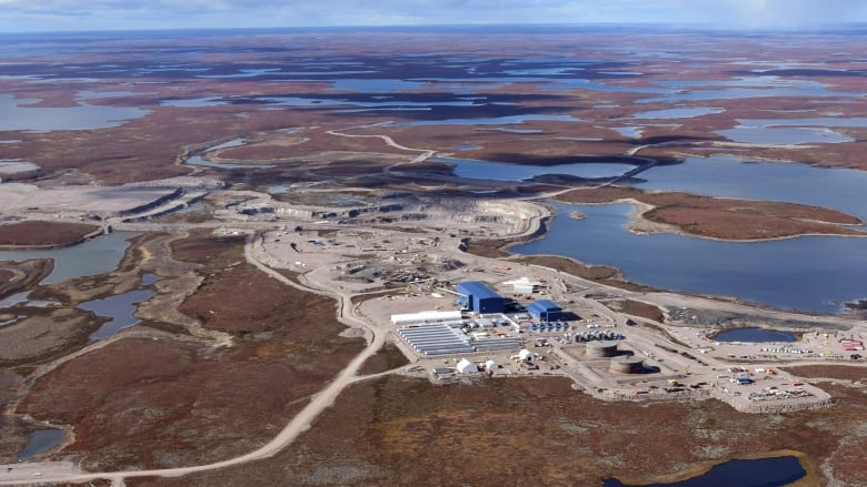 This photo shows an aerial view of De Beers Gahcho Ku mine in the Northwest Territories.