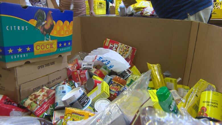 Lots of food in a bin.