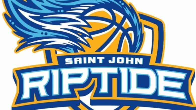 Logo of the Saint John Riptide including a blue wave on an orange basketball.