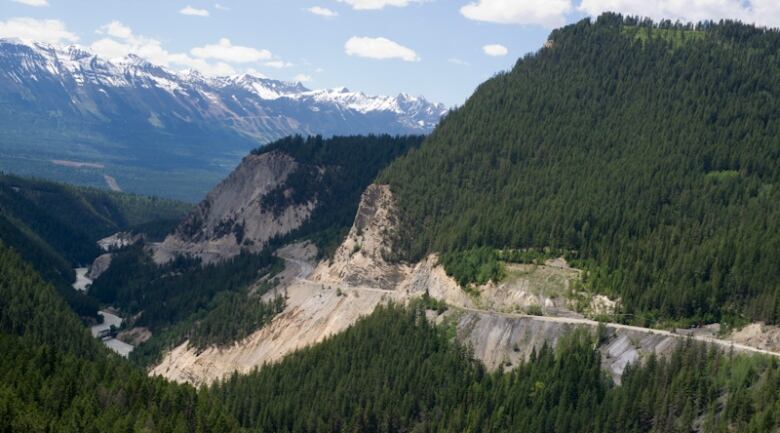 The construction will improve a four-kilometre stretch of highway through Kicking Horse Canyon east of Golden, B.C.  pictured here. 