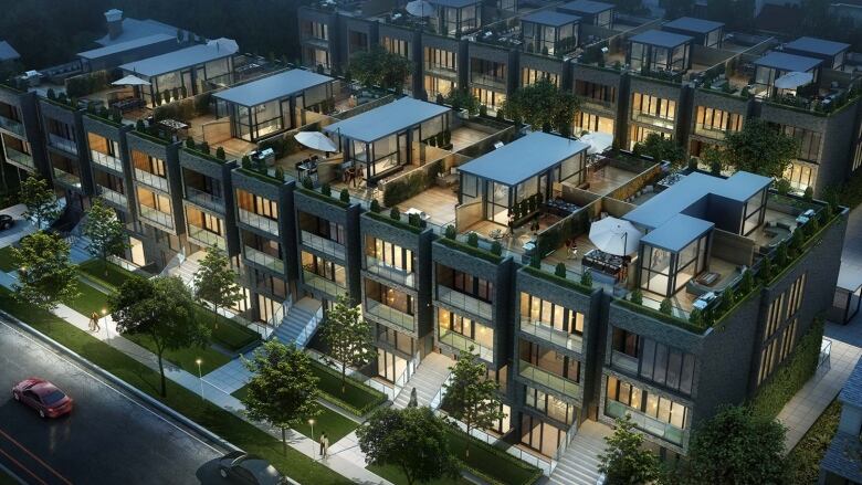 The proposed development consists of two rows of four-storey stacked townhouse buildings.