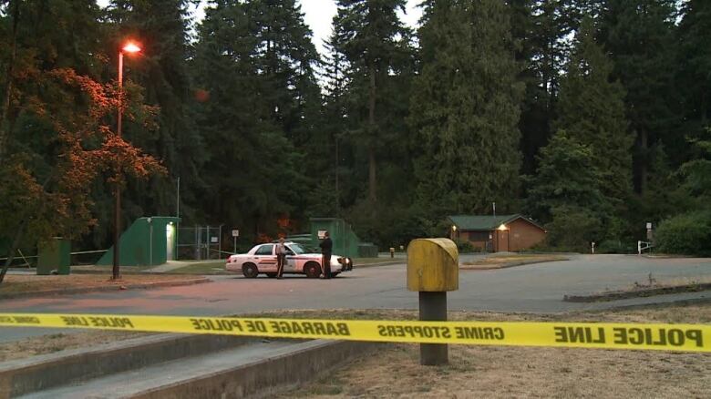 Police tape still surround much of Central Park in Burnaby where Marrisa Shen's body was found.