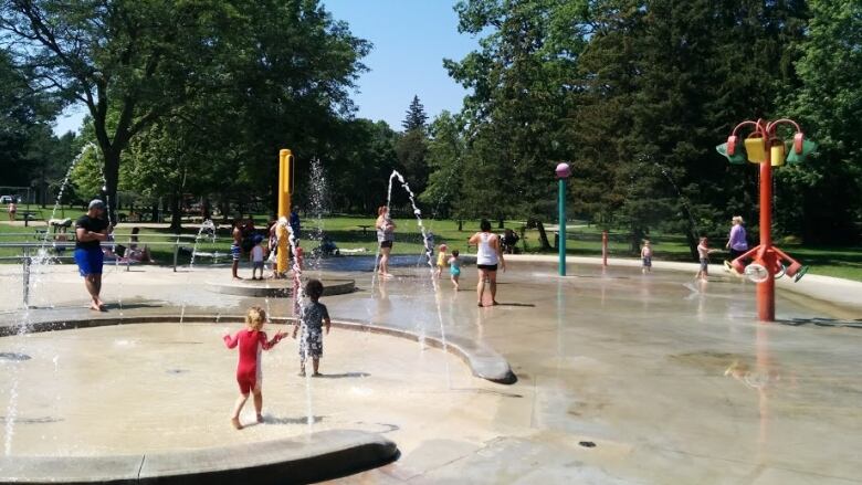 Children in a splash pad