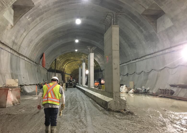 A photo of Ottawa's Rideau LRT station under construction in 2017.