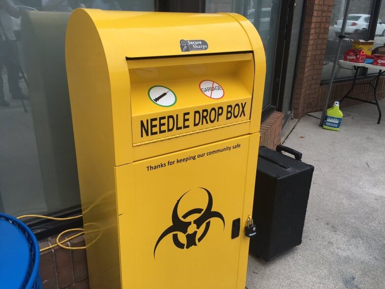 A needle disposal container located in downtown Windsor collected an estimated 500 used syringes in its first week.