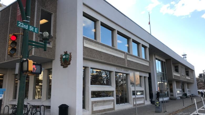 Street view of the Frances Morrison Central Library in downtown Saskatoon,