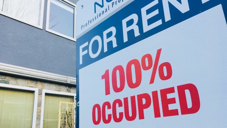 For Rent sign at 100 per cent occupied outside a property in Vancouver's West End.