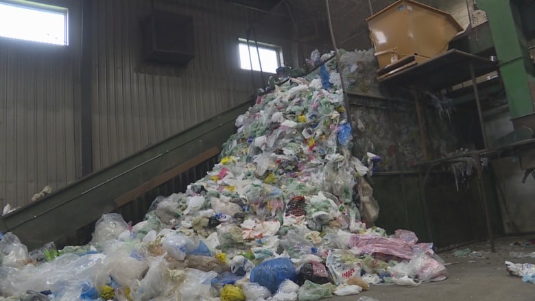 Pile of plastics at Island Waste Management facility.