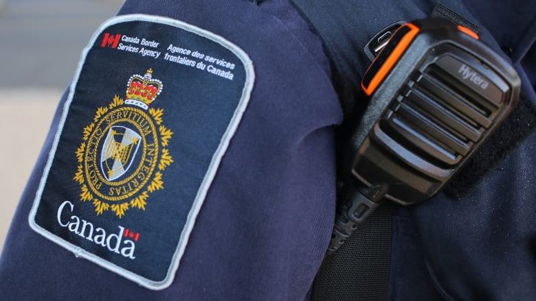 Close up of a shoulder patch for a Canada Border Service Agency agent