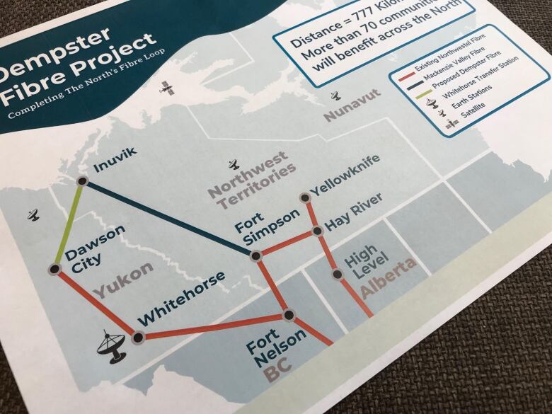 A photo of a map labelled 'Dempster Fibre Project.'