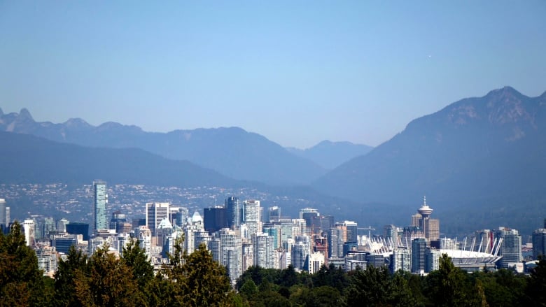 A number of skyscrapers and buildings in Downtown Vancouver's skyline.