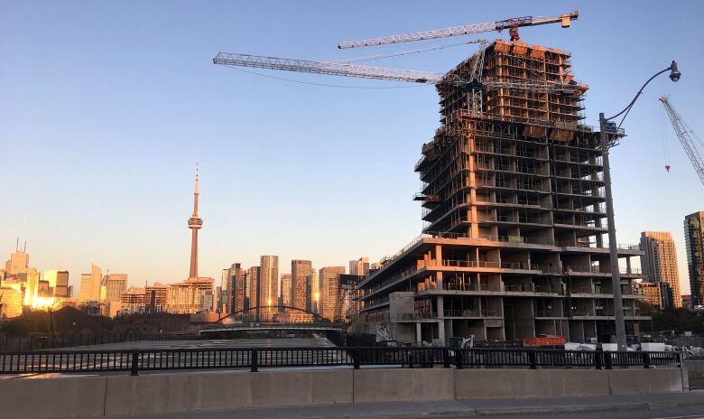 A condo building under construction in Toronto.