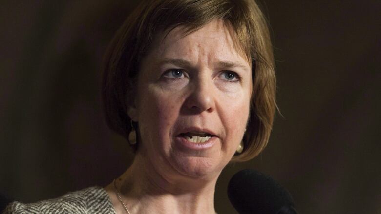 Sheila Malcolmson speaks in the house. She is a white woman with short brown hair.