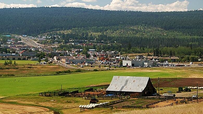 A photo of a hillside community with rolling green grass.