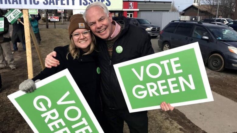 Peter Bevan Baker with a voter.