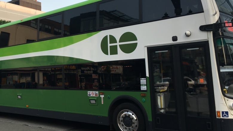 A Go Bus bound for Union Station leaving Hamilton.