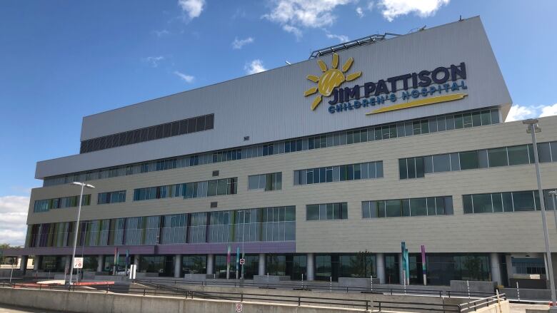 The exterior of the Jim Pattison Children's Hospital on a bright summer day.