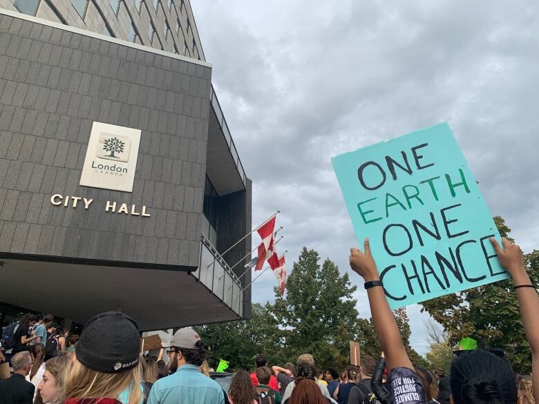 Demonstrators at city hall in london