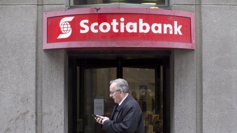 The sign of Scotiabank is seen outside a branch.