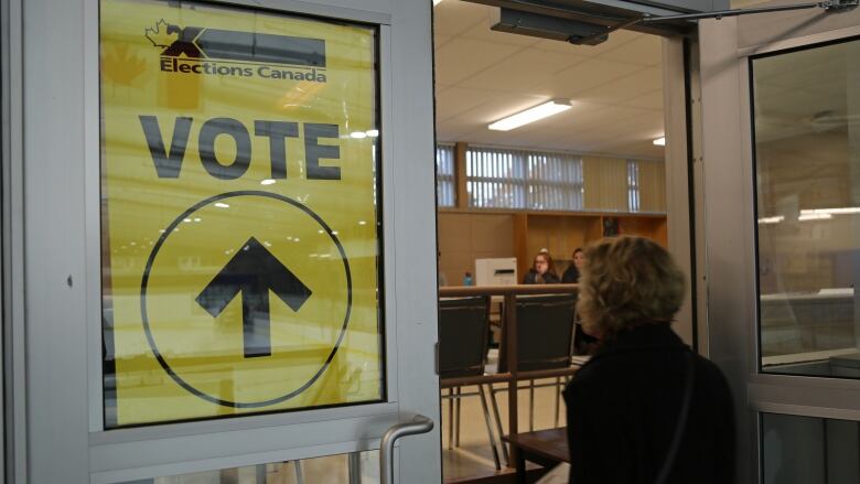 Vote sign at New Brunswick election