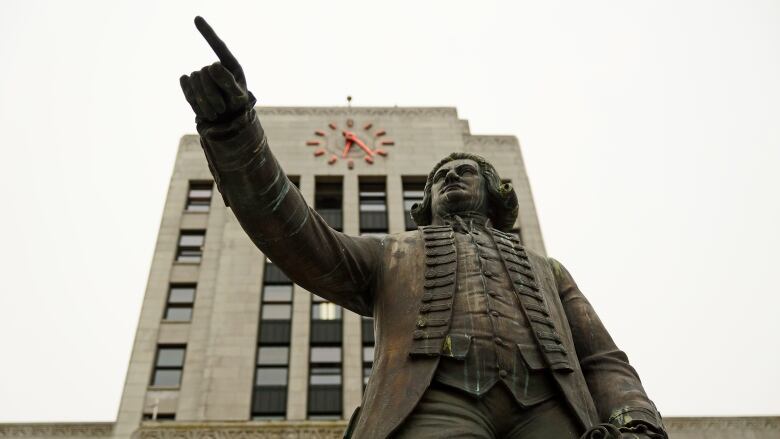 A statue at Vancouver city hall.