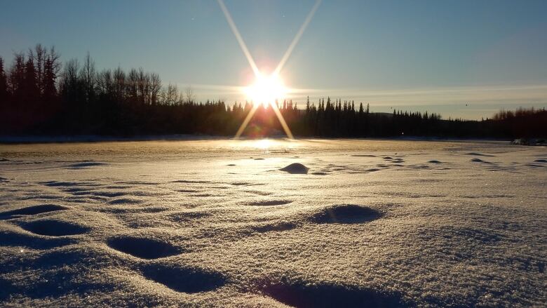 A wintery scene. 