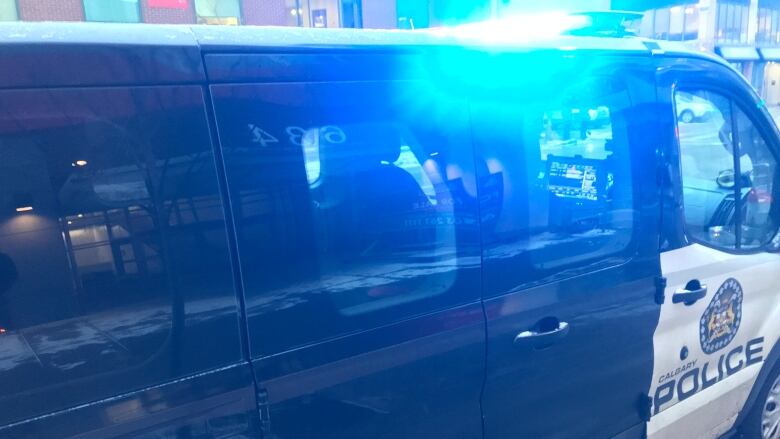 A Calgary police Service truck with logo. 