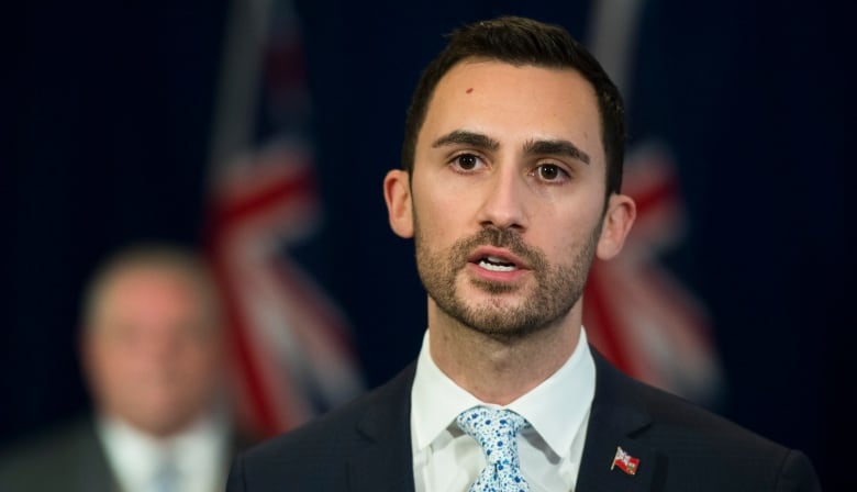 Ontario Minister of Education Stephen Lecce speaks at Queen's Park in Toronto.