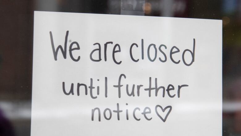 Closed until further notice sign.