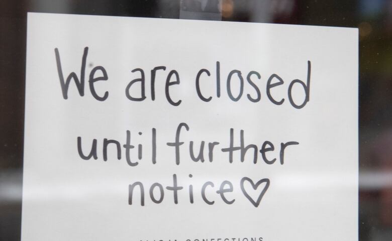 Closed until further notice sign.