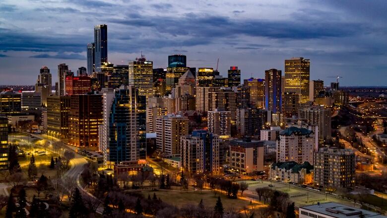 Edmonton downtown skyline at twilight