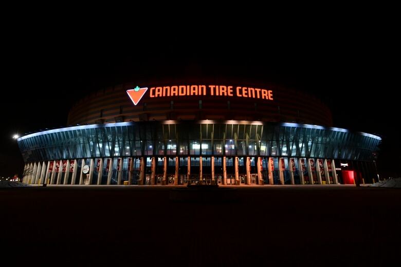 An arena at night.