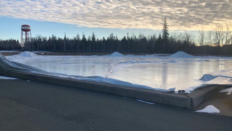 A deflated sports dome located next to Cape Breton University. 