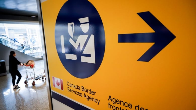 A Canada Border Services Agency (CBSA) sign is seen in Calgary, Alta., Thursday, Aug. 1, 2019. Alberta border officers said they made their largest-ever seizure of methamphetamine earlier this week at a crossing into Canada from Montana. 