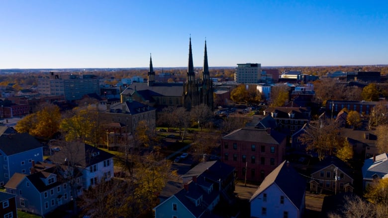 Photo taken by drone of downtown Charlottetown.