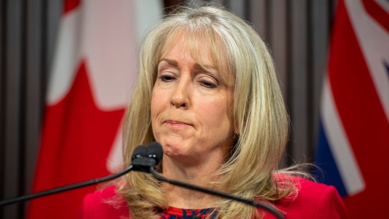 Merrilee Fullerton, Ontario minister of Long-Term Care answers questions about the Auditor Generals report on her ministrys response to the COVID-19 pandemic in Toronto on Wednesday April 28, 2021.