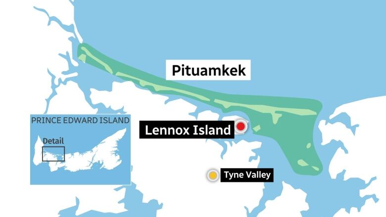 Map showing where natural park reserve will be located, stretching from the mouth of Malpeque Bay to Northport.