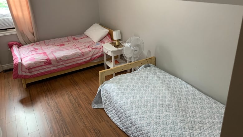 A bedroom at a women's shelter